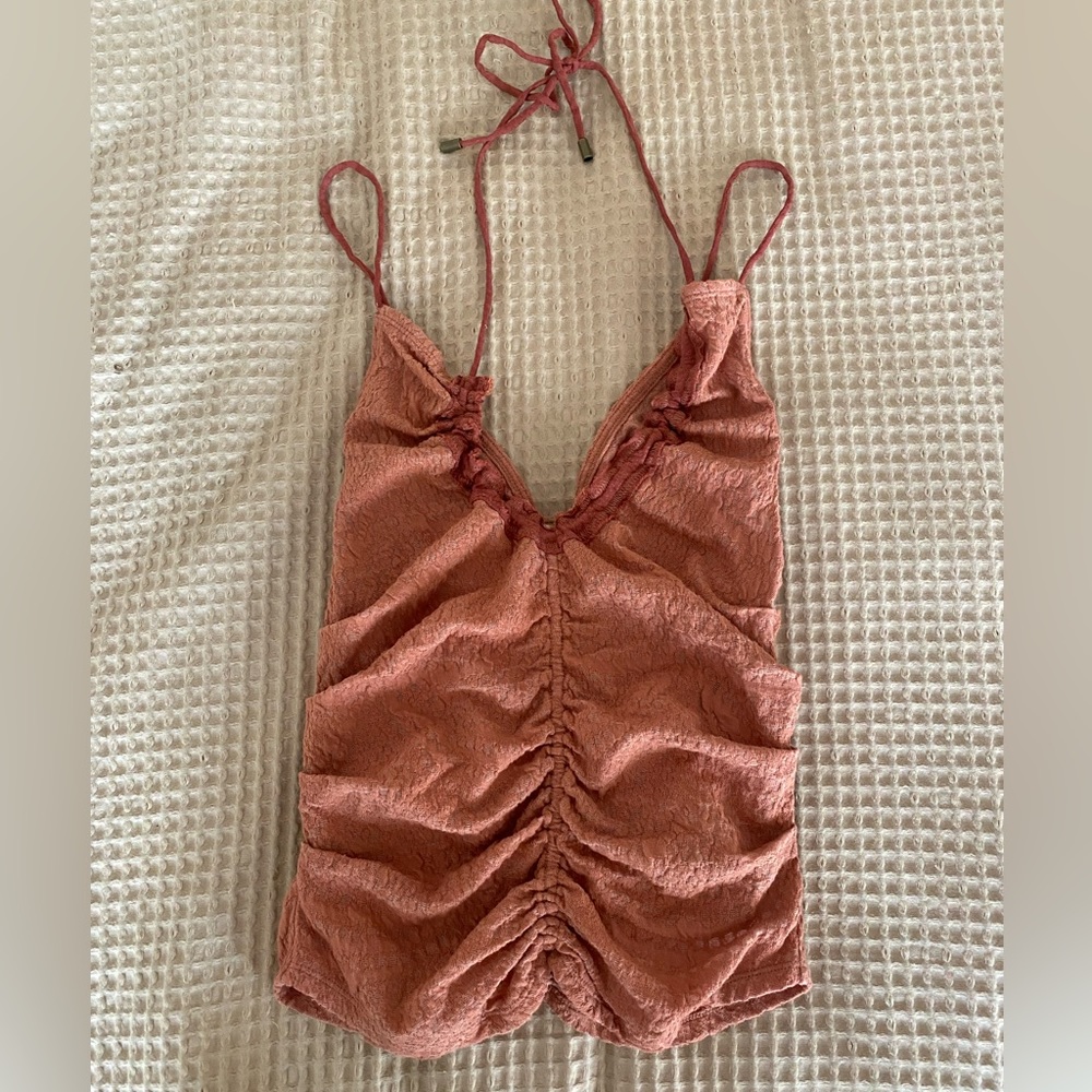 Free people scrunch and lace tank